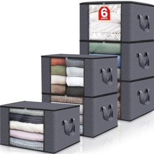 6 Pack Large Clothes Storage Containers